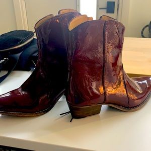 Free People red patent cowboy boots. Never worn.